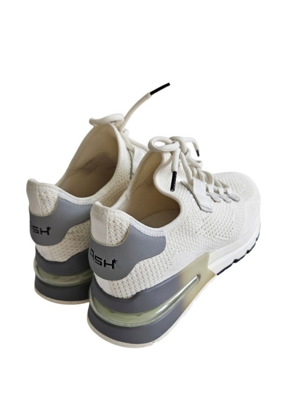 ASH KODI Cream Knit Sneakers with Light Gray Accent - Picture 9 of 14